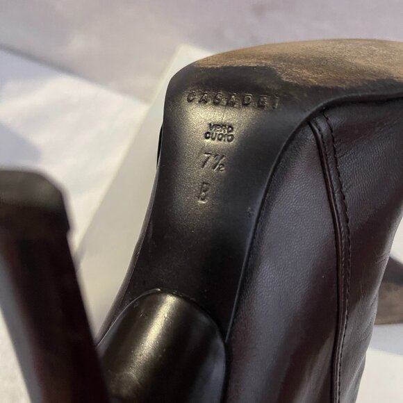 Auc CASSADEI Pellami Brown Leather Back Zip Pointy Ankle Boots Made in Italy - Picture 8 of 16